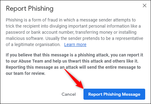 How to report a phishing email to an email provider